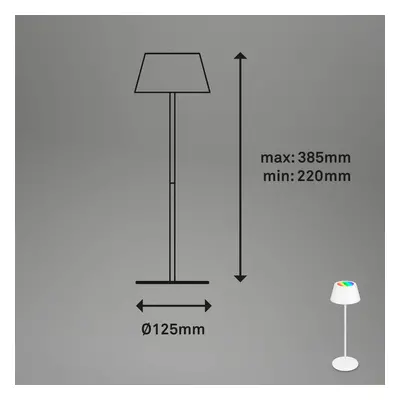 Akumulatorowa lampa stołowa LED Kiki, biała, IP44, 3000 K, RGBW