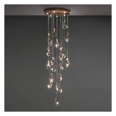 Knikerboker Curve żyrandol LED, 20-pkt., brąz