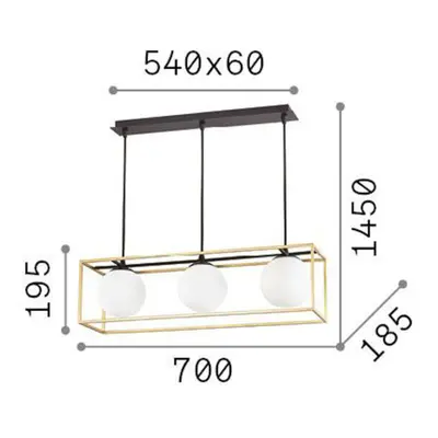 Ideal Lux lampa wisząca Lingotto, 3-punktowa, jedna klatka, czarna