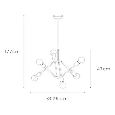 Lampa wisząca Lester, 6-punktowa, regulowana