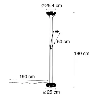 Lampa LED oświetlająca sufit Diva z lampką, stal