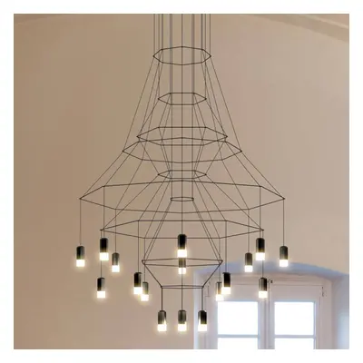 Lampa wisząca LED Vibia Wireflow, czarna, 279 cm