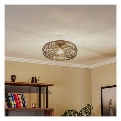 Lampa sufitowa Lindby Kaviya, czarna, Ø 40 cm, żelazo, E27