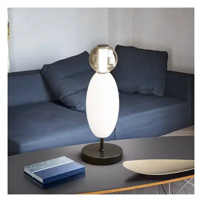 Ideal Lux lampa stołowa LED Lumiere, szkło opalowe/szare, wysokość 50 cm