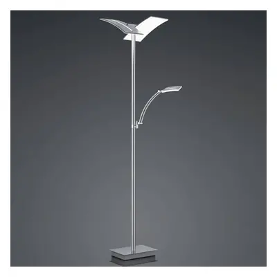 Lampa stojąca LED Dual z lampką do czytania, nikiel