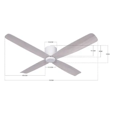 Beacon wentylator sufitowy Fraser biały/dąb DC cichy Ø 132 cm