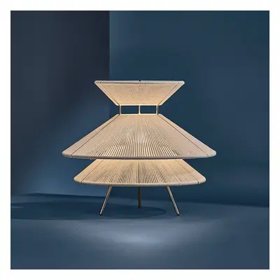 Lampa stołowa FRANDSEN Kiku, biała, wysokość 30 cm, metal/len