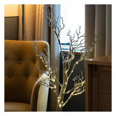 Drzewko LED Tora Tree, brązowe/białe pokryte śniegiem