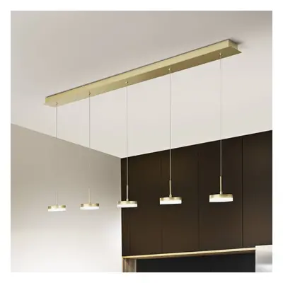 Lampa wisząca LED Dunk, mosiądz, 5-punktowa, 3000 K, metalowa