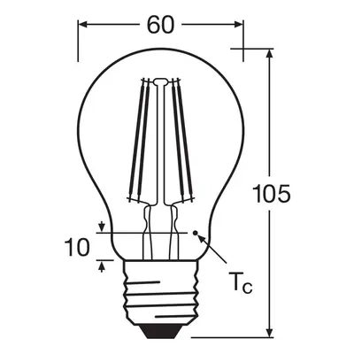 OSRAM żarówka filament LED E27 6,5W 827 4-pak