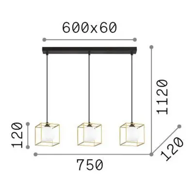 Ideal Lux lampa wisząca Lingotto, 3-punktowa, 3 klatki, czarna