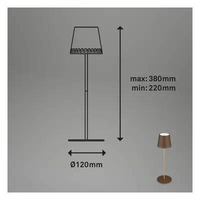 Akumulatorowa lampa stołowa LED Kiki, brązowo-złota, IP44, 3000K