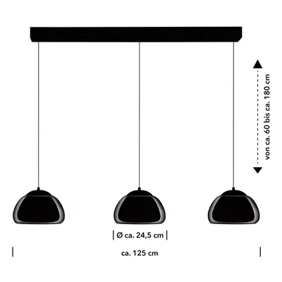 Lampa wisząca Luxxo LED, czarna, 3-punktowa, pilot