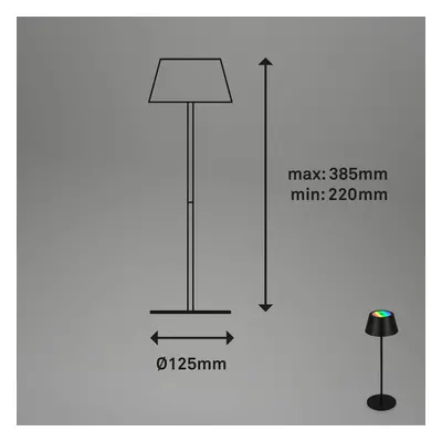 Akumulatorowa lampa stołowa LED Kiki, czarna, IP44, 3000 K, RGBW