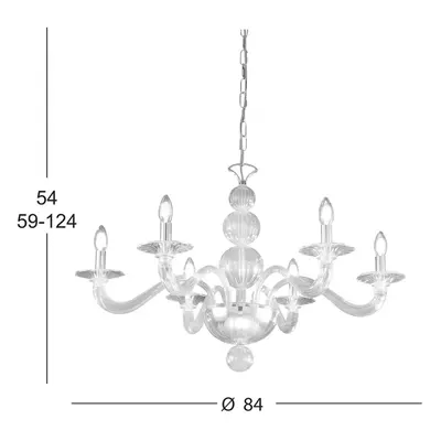 Żyrandol Kolarz Murano Tiepolo, przezroczysty/chrom, szkło Murano