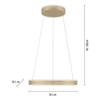 Lampa wisząca PURE LED E-Loop, mosiądz, Ø 70 cm aluminium CCT