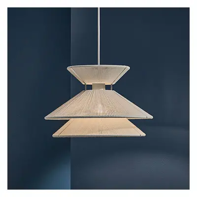 Lampa wisząca FRANDSEN Kiku biała, Ø 35,5 cm, metal/len