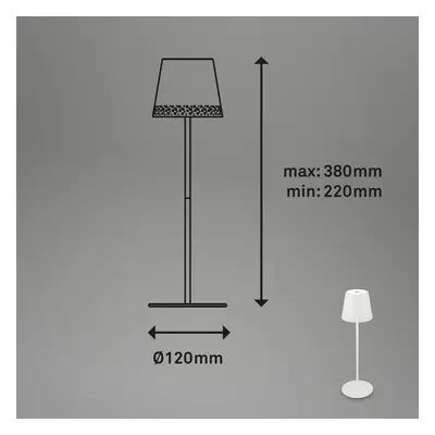 Akumulatorowa lampa stołowa LED Kiki, biała, IP44, 3000K