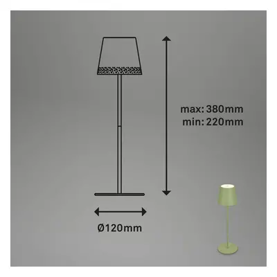 Akumulatorowa lampa stołowa LED Kiki, limonkowa zieleń, IP44, 3000K