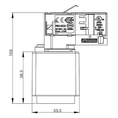 3-fazowa szyna D Adapter gniazda liniowego, biały, 1380 W