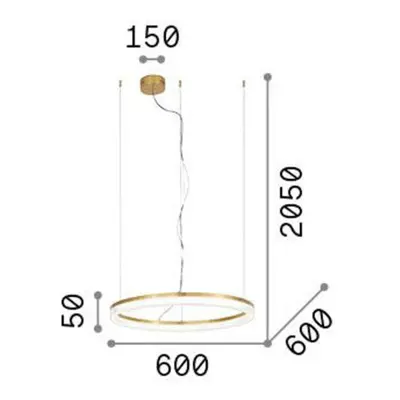 Lampa wisząca Ideal Lux LED Crown Ø 60 cm, metal w kolorze mosiądzu