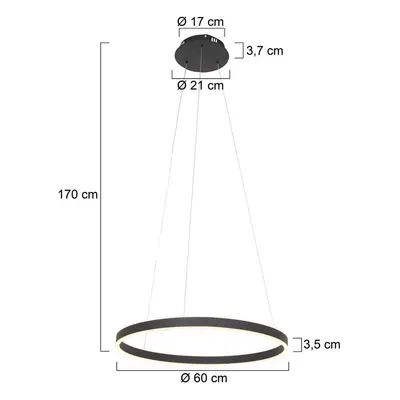 Żyrandol LED Ringlux Ø 60cm 2-punktowy czarny