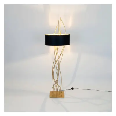 Owalna lampa stojąca Elba, złoty/czarny, wysokość 180 cm, żelazo