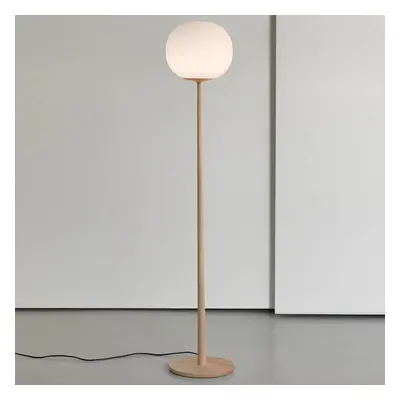 Luceplan Lita lampa stojąca szklany klosz 42 cm, jesion