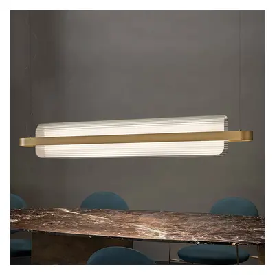 Żyrandol LED kdln Nami, kolor mosiądz, długość 150 cm