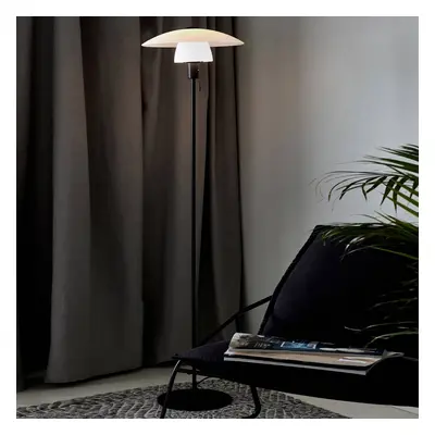 Lampa podłogowa Verona, czarna podstawa, opalowa