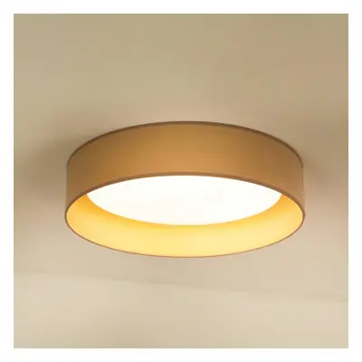 Lampa sufitowa LED Plafon, aksamit, beżowy/złoty, tkanina, Ø 45 cm, 3-stopniowa