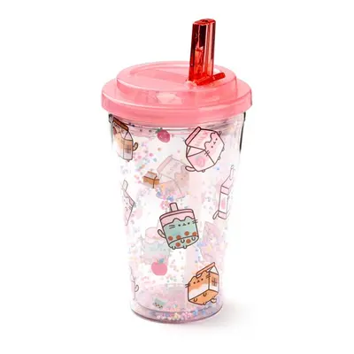 Kubek plastikowy ze słomką i pokrywką Pusheen Sips (500 ml)