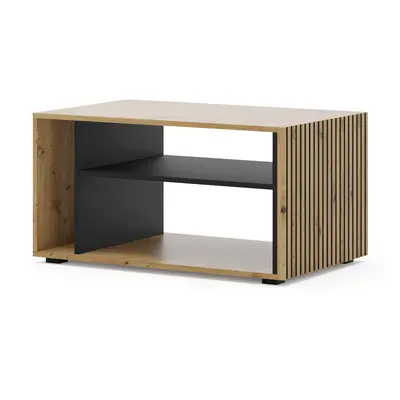 BIM FURNITURE - nowoczesny/loftowy stolik kawowy z półką AURIS , 87x55 cm, kolor dąb artisan/cza