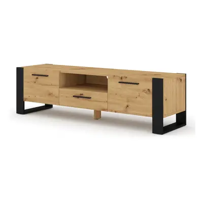 BIM FURNITURE - nowoczesna, loftowa szafka RTV stojąca NUKA-160, 160x48 cm - dąb artisan