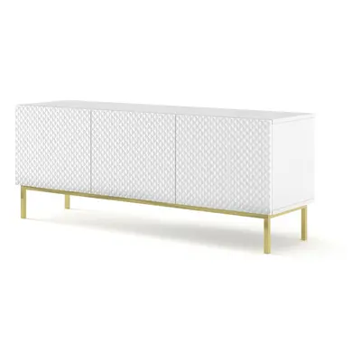 BIM FURNITURE - nowoczesna elegancka szafka RTV RAVENNA DIAMOND CF 150D3, 150x56 cm - kolor biał