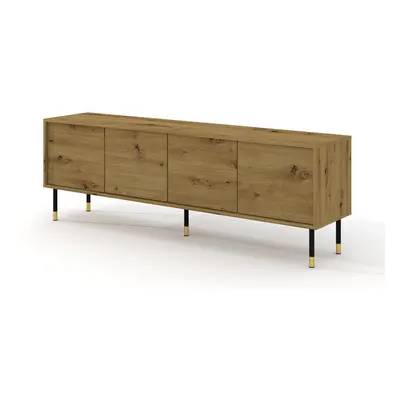 BIM FURNITURE - nowoczesna elegancka szafka RTV SHERWOOD 180-4D FREZ, 180x60 cm - kolor dąb arti