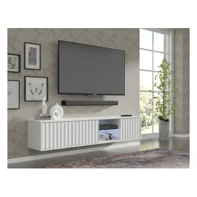 BIM FURNITURE - nowoczesna, wisząca szafka RTV VINA-156, biały mat 156x31 cm