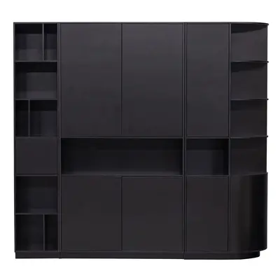 Czarny regał modułowy z litego drewna sosnowego 228x210 cm Finca – WOOOD