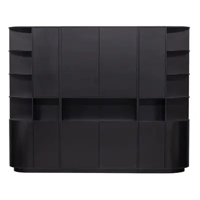 Czarny regał modułowy z litego drewna sosnowego 266x210 cm Finca – WOOOD