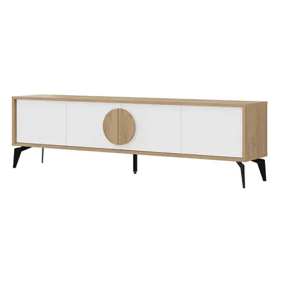 Biała szafka pod TV w dekorze dębu 180x51 cm Vae – Marckeric