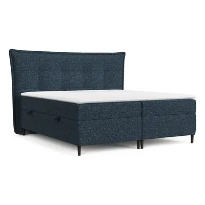 Ciemnoniebieskie łóżko boxspring ze schowkiem 140x200 cm Sinai – Maison de Rêve