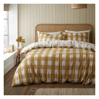 Żółta flanelowa pościel jednoosobowa 135x200 cm Gingham Check – Catherine Lansfield