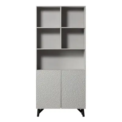 Jasnoszary regał z litego drewna mango 90x200 cm Carved – BePureHome