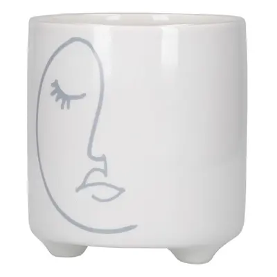 Biała ceramiczna doniczka Kitchen Craft Abstract Face