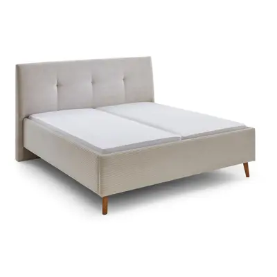 Szare tapicerowane łóżko dwuosobowe ze schowkiem i stelażem 180x200 cm Madea – Meise Möbel