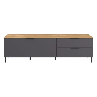 Szara szafka pod TV w dekorze dębu 164x47 cm California – Germania