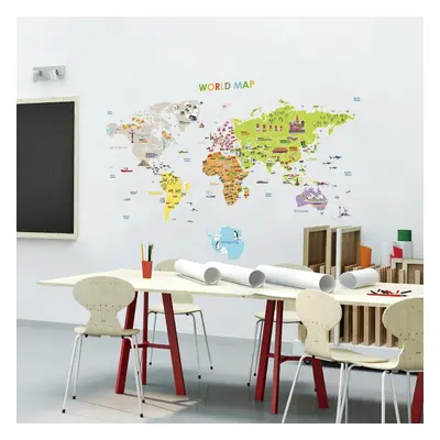 Naklejka dziecięca na ścianę 120x150 cm Giant World Map – Ambiance