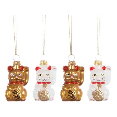 Szklane bombki choinkowe zestaw szt. Lucky Cat – Sass & Belle