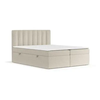 Beżowe łóżko boxspring ze schowkiem 140x200 cm Novento – Maison de Rêve