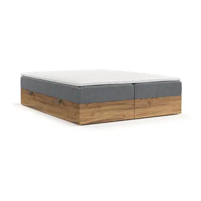 Jasnobrązowo-naturalne łóżko boxspring ze schowkiem 140x200 cm Faro – Maison de Rêve